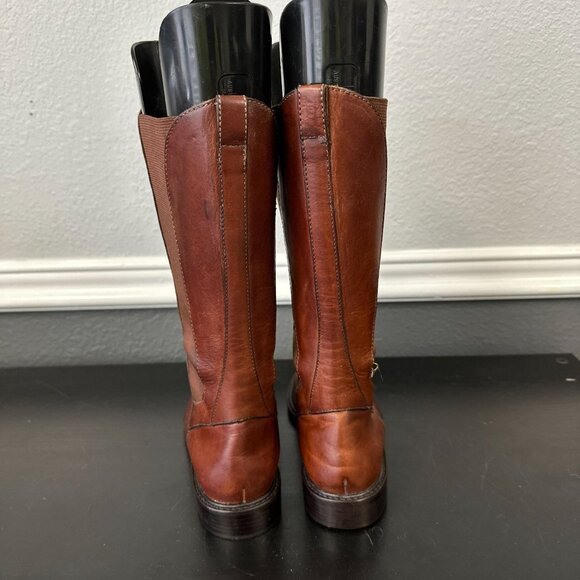 Vtg Y2k Cole Haan Country Lace-up Mid-calf Boots Red Brown Leather Size 6.5 - Picture 4 of 8